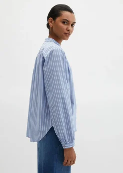 Streifenbluse regular aus Baumwoll-Chambray