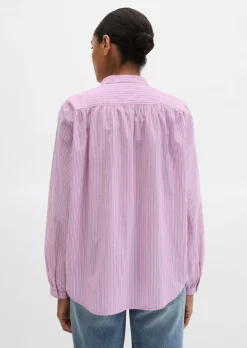 Streifenbluse regular aus Baumwoll-Chambray