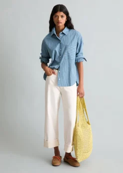 Streifenbluse regular aus Organic Cotton Lyocell-Mix