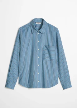 Streifenbluse regular aus Organic Cotton Lyocell-Mix