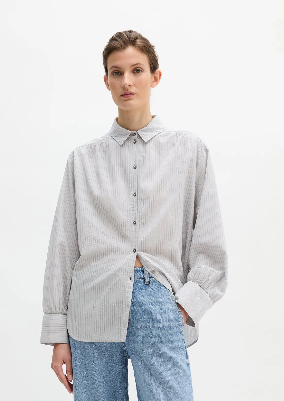 Streifen-Bluse relaxed aus Organic-Cotton-Viskose-Mix