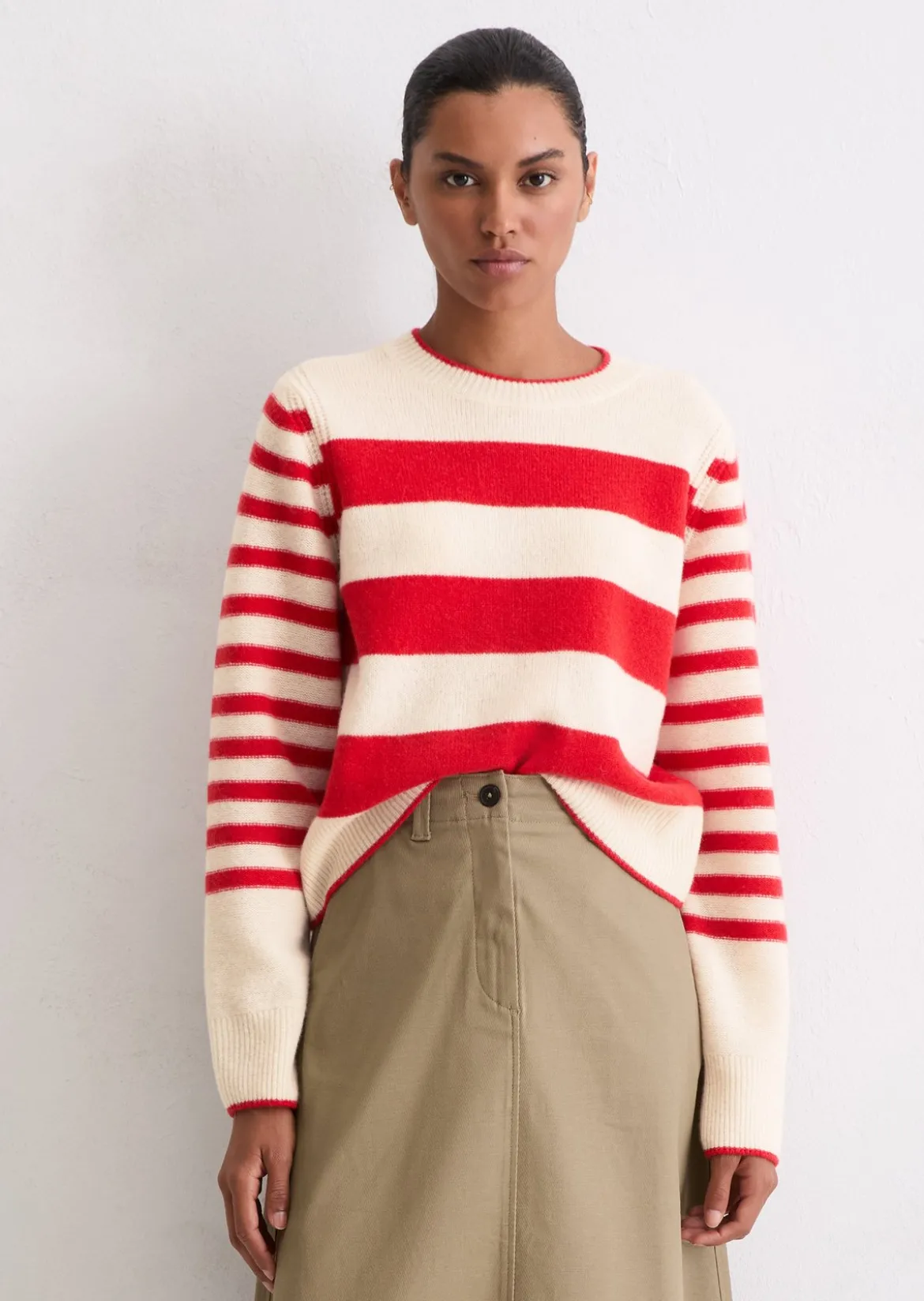 Streifen-Pullover regular aus flauschiger Lambswool