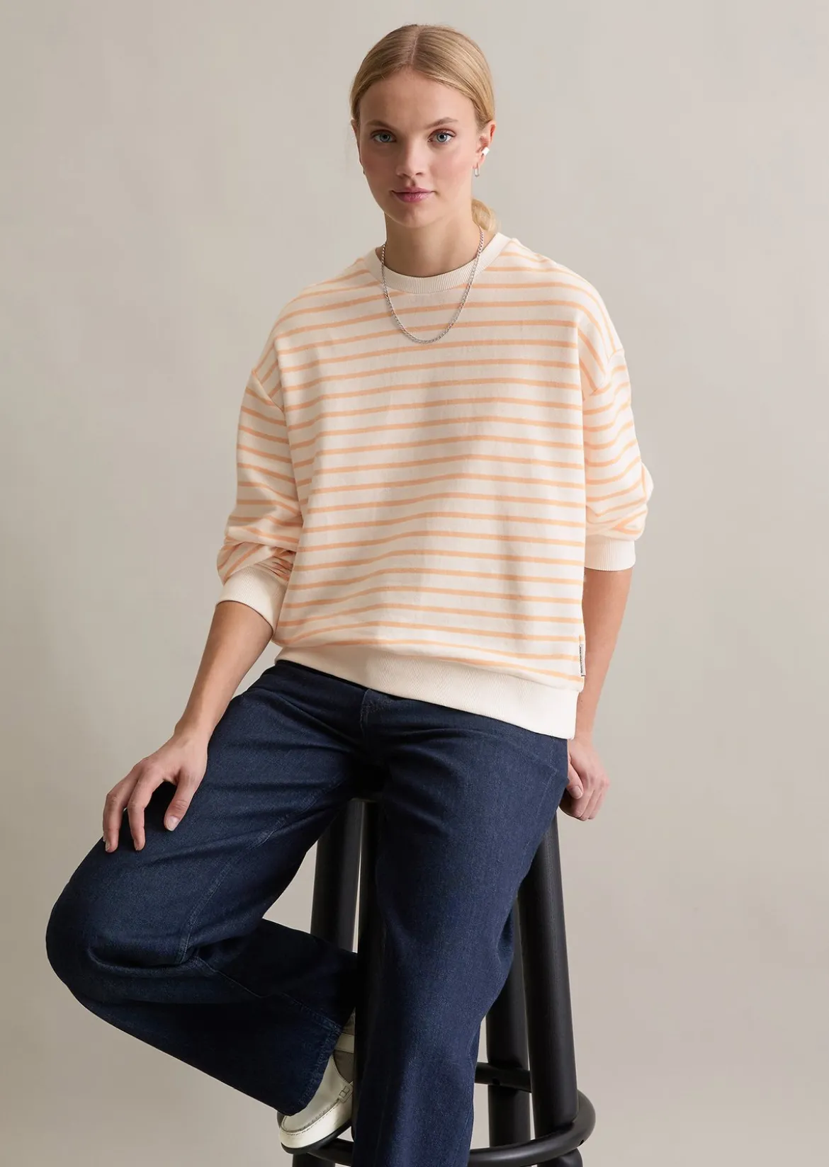 Streifen-Sweatshirt oversize aus reinem Organic Cotton