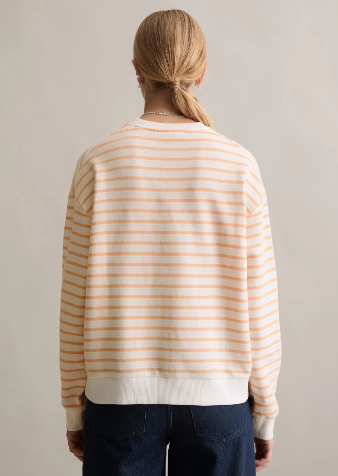 Streifen-Sweatshirt oversize aus reinem Organic Cotton