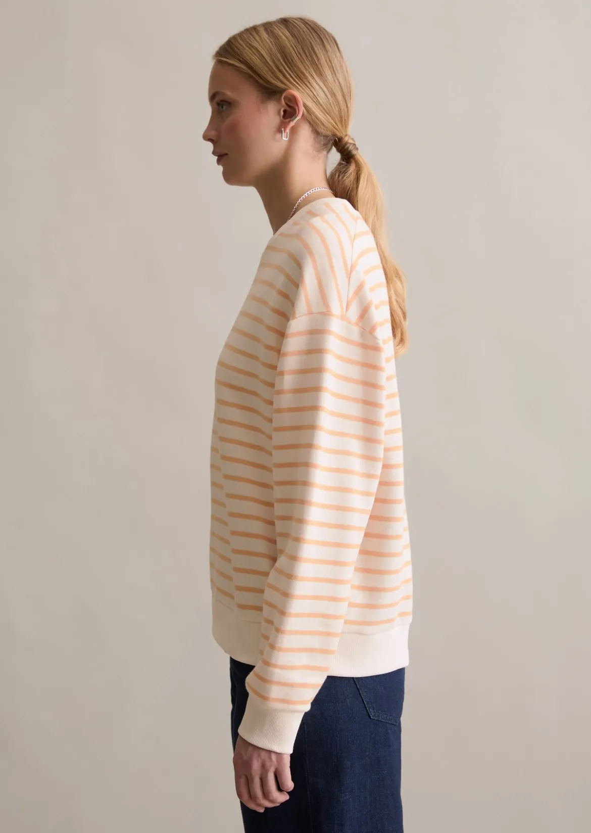 Streifen-Sweatshirt oversize aus reinem Organic Cotton
