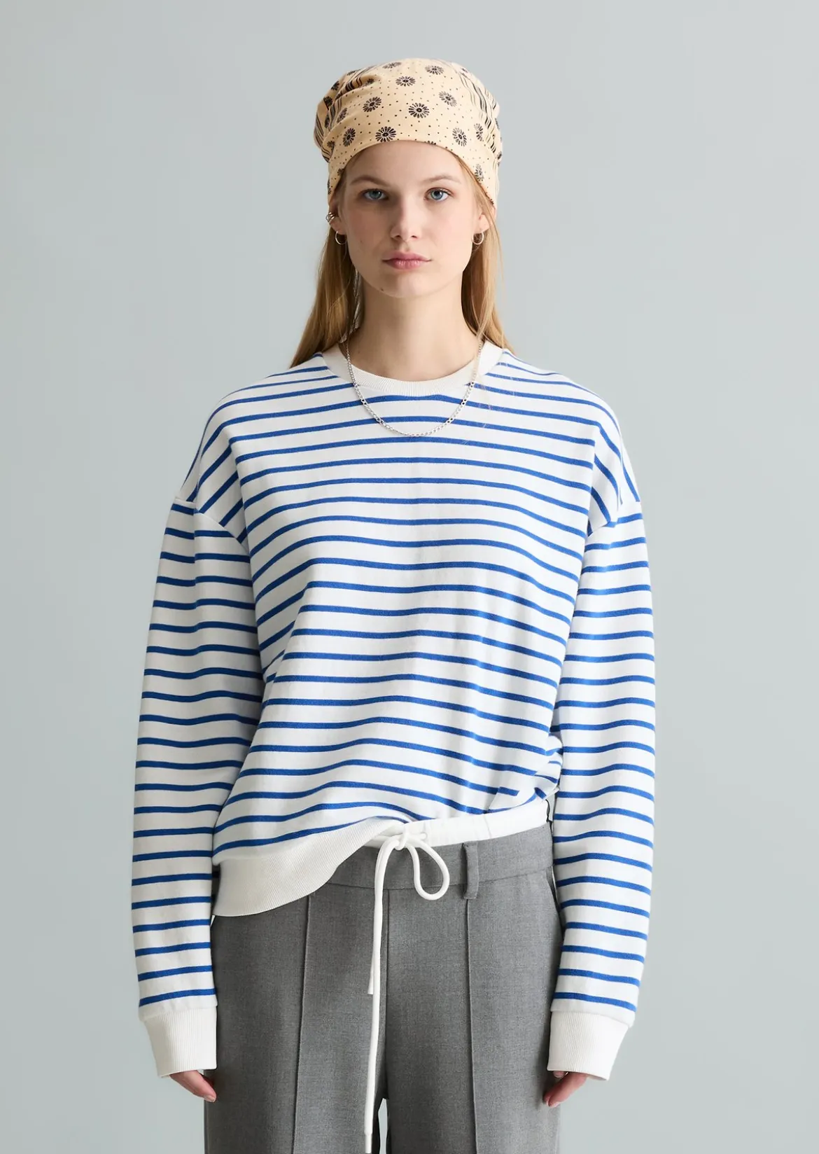 Streifen-Sweatshirt oversize aus reinem Organic Cotton