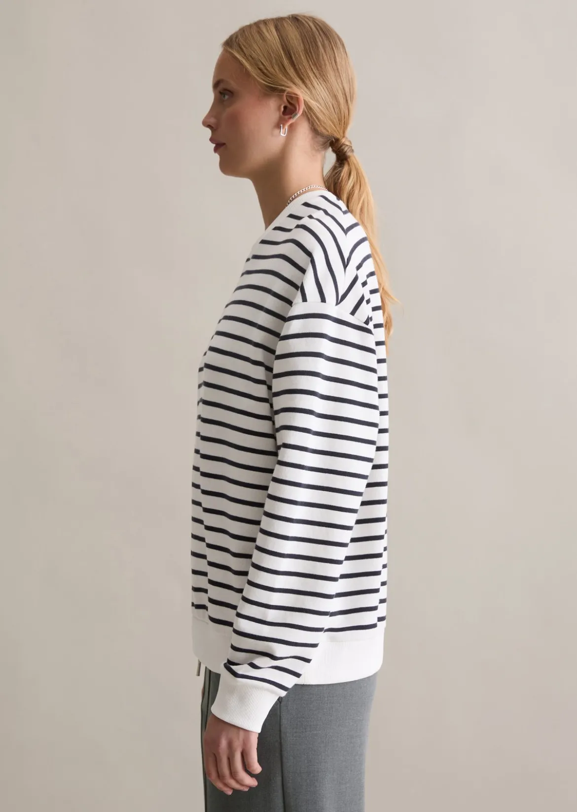 Streifen-Sweatshirt oversize aus reinem Organic Cotton