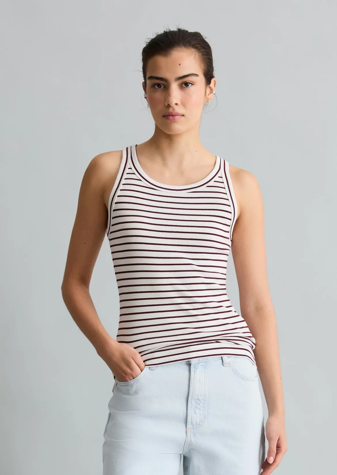 Streifen-Tanktop slim aus Organic Cotton