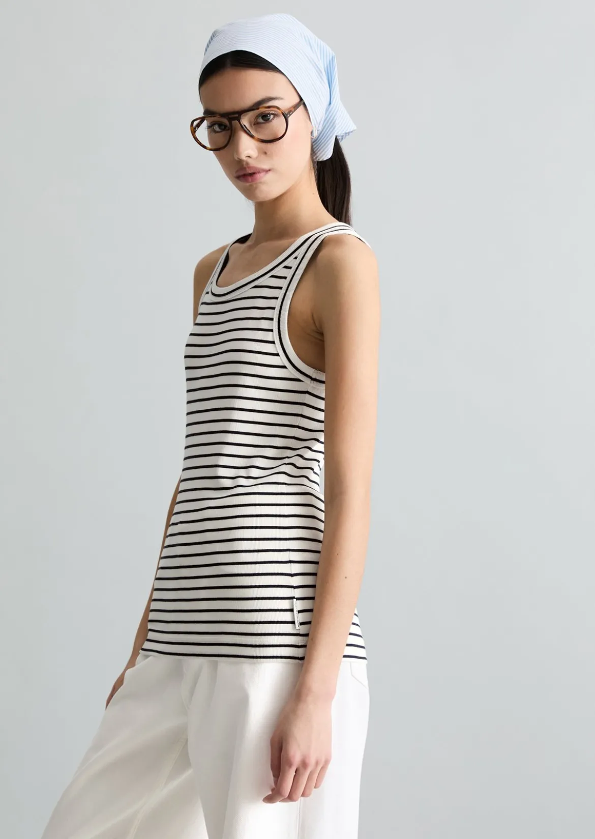 Streifen-Tanktop slim aus Organic Cotton