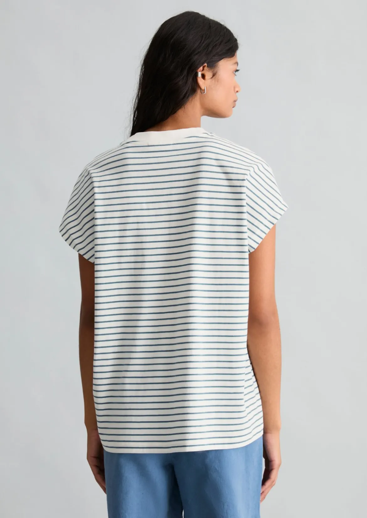 Streifen-T-Shirt relaxed aus Baumwoll-Single-Jersey