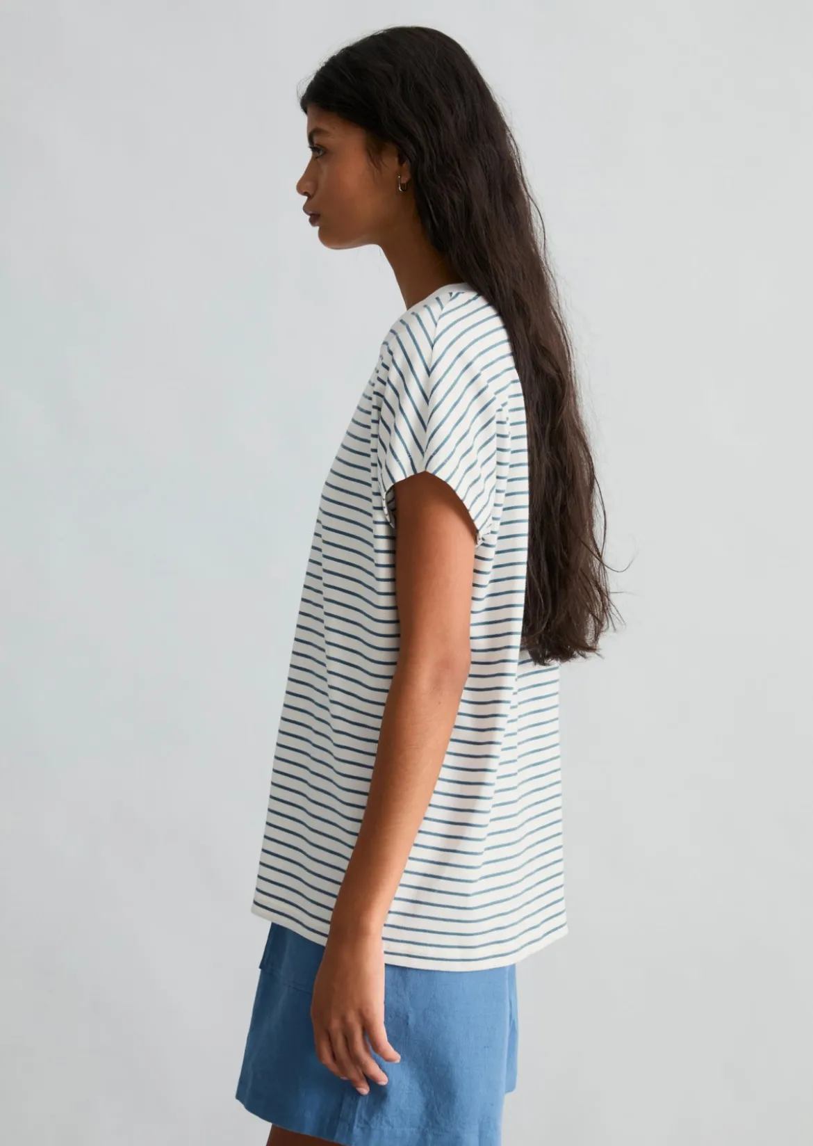 Streifen-T-Shirt relaxed aus Baumwoll-Single-Jersey