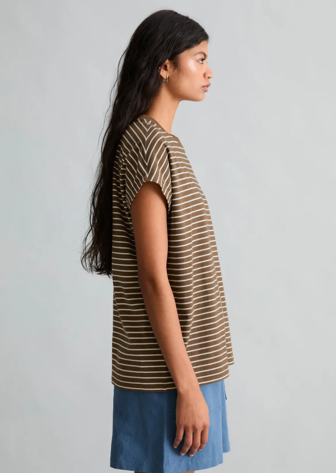 Streifen-T-Shirt relaxed aus Baumwoll-Single-Jersey
