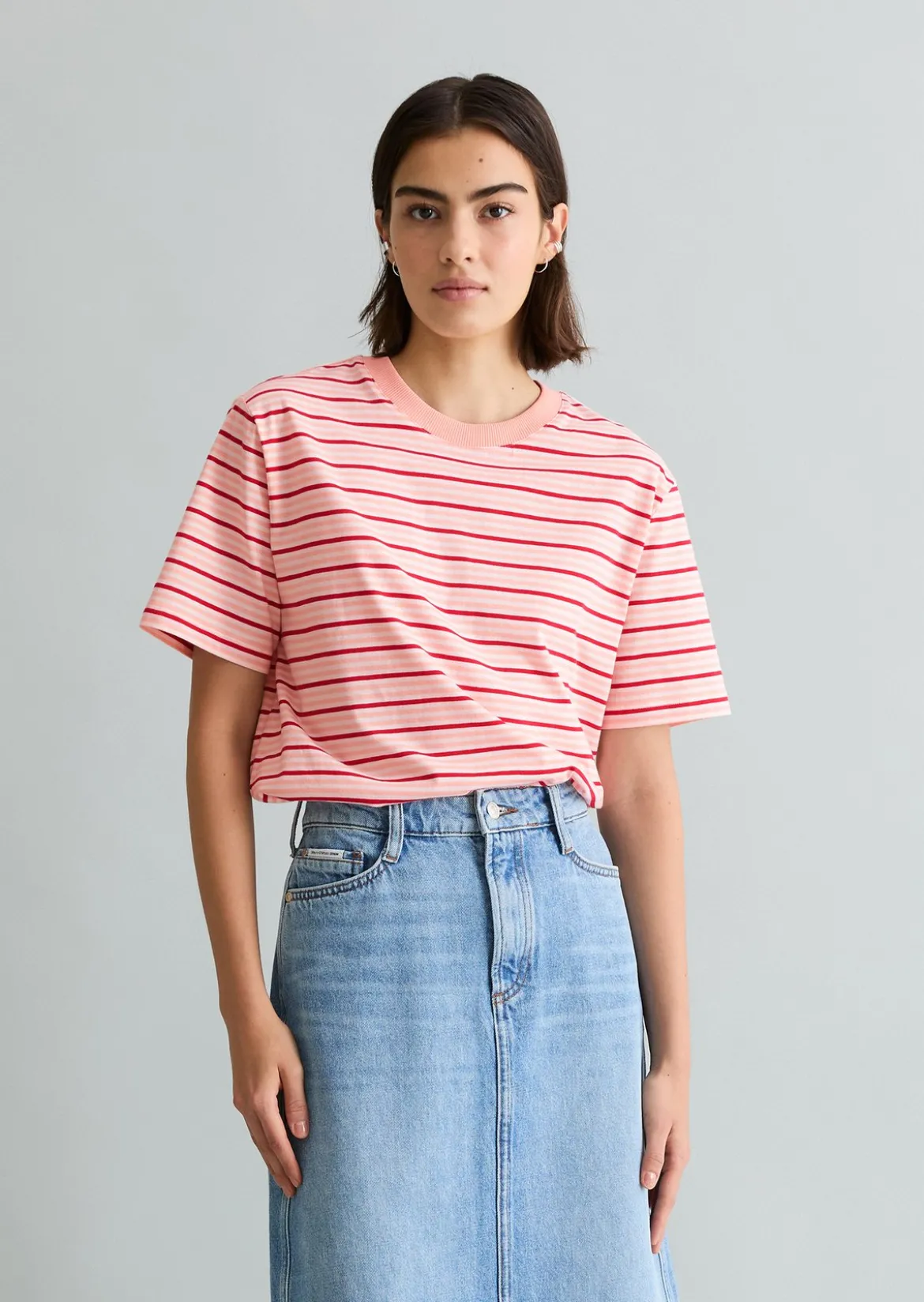 Streifen-T-Shirt relaxed aus Baumwoll-Single-Jersey