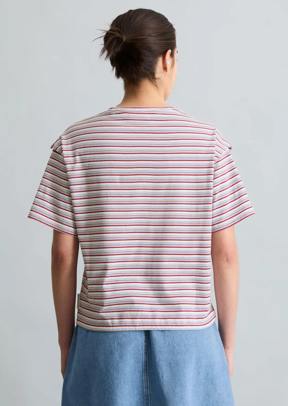 Streifen-T-Shirt relaxed mit Tunnelzug am Saum