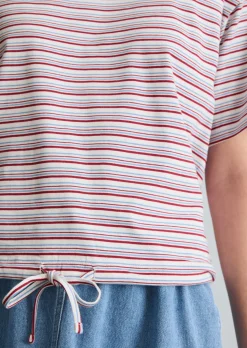Streifen-T-Shirt relaxed mit Tunnelzug am Saum
