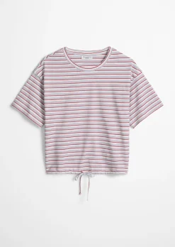 Streifen-T-Shirt relaxed mit Tunnelzug am Saum