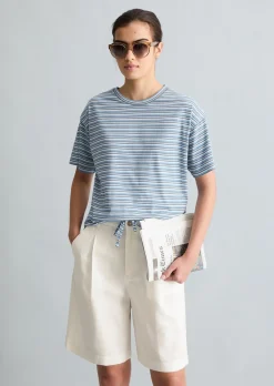 Streifen-T-Shirt relaxed mit Tunnelzug am Saum