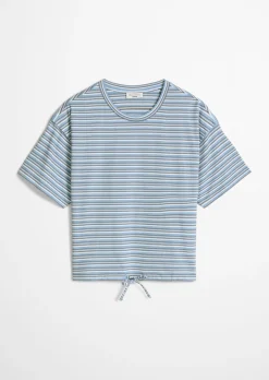 Streifen-T-Shirt relaxed mit Tunnelzug am Saum