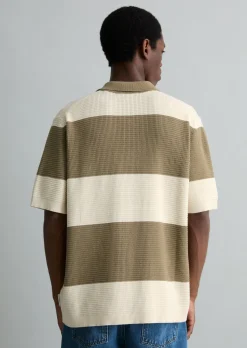 Strick Poloshirt regular mit Waffelstruktur