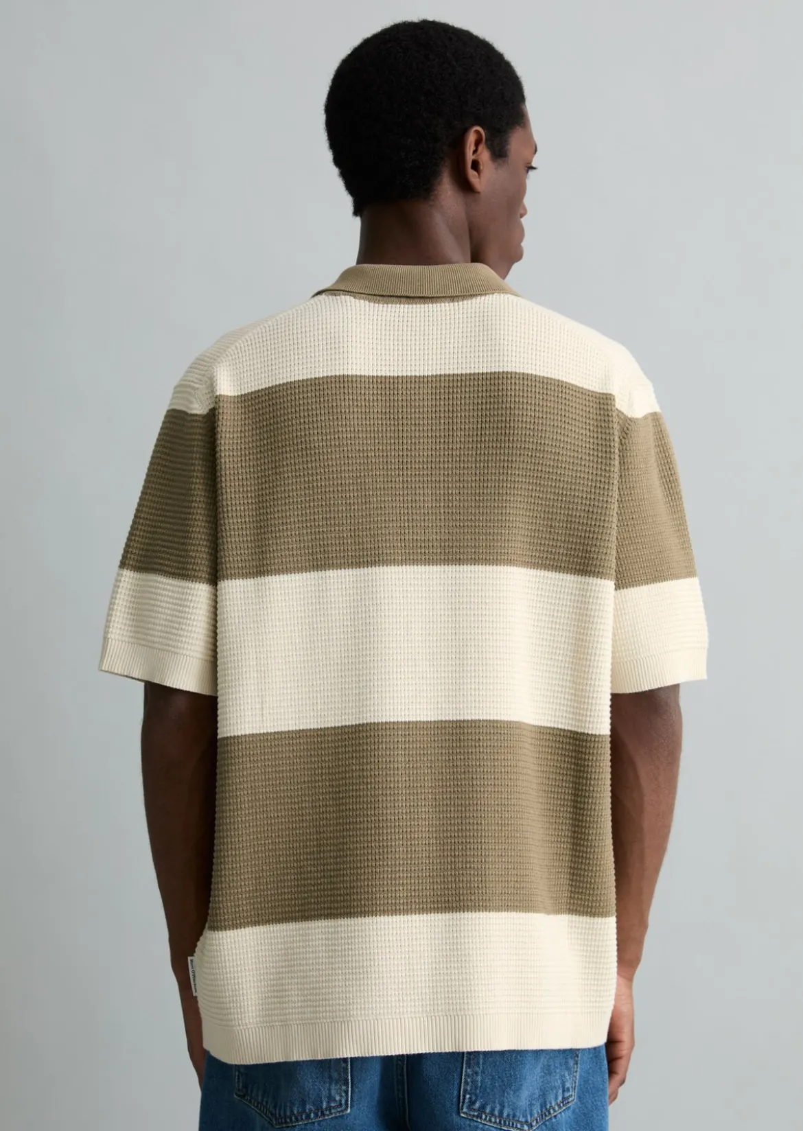 Strick Poloshirt regular mit Waffelstruktur