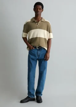 Strick Poloshirt regular mit Waffelstruktur