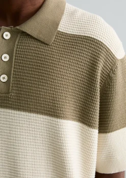 Strick Poloshirt regular mit Waffelstruktur