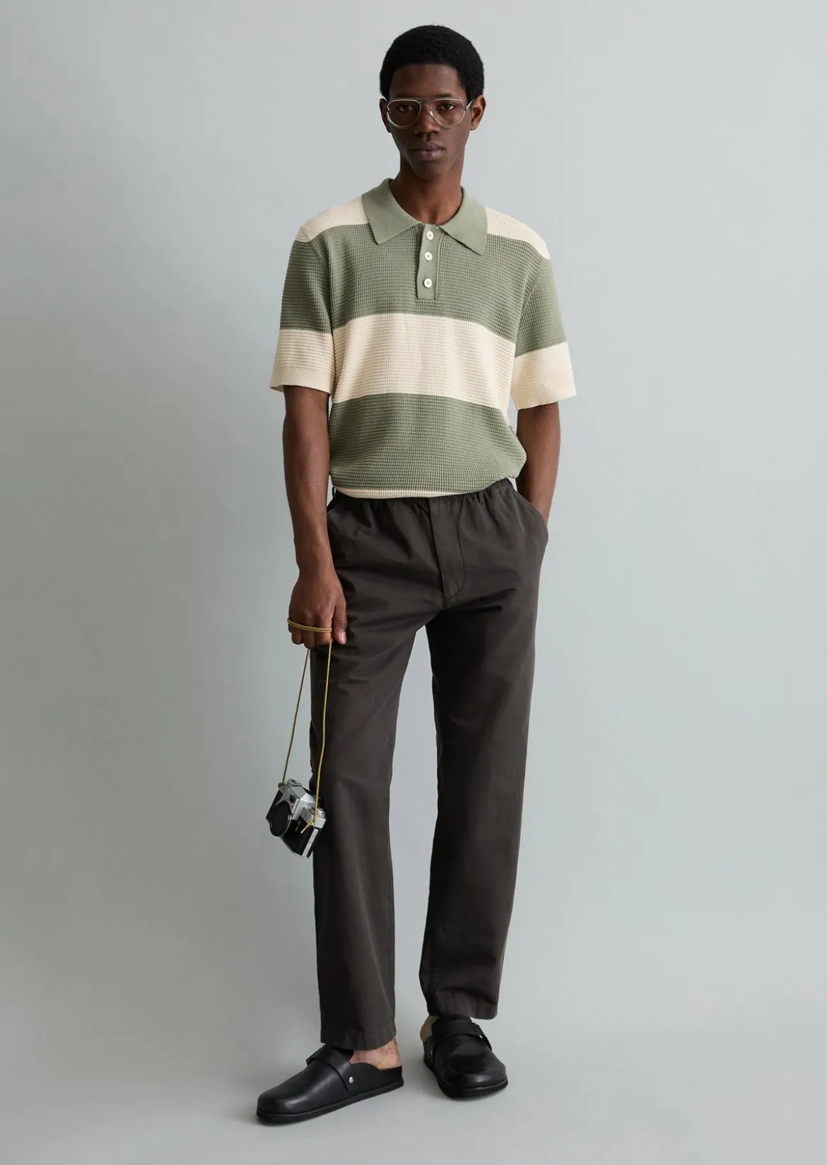 Strick Poloshirt regular mit Waffelstruktur