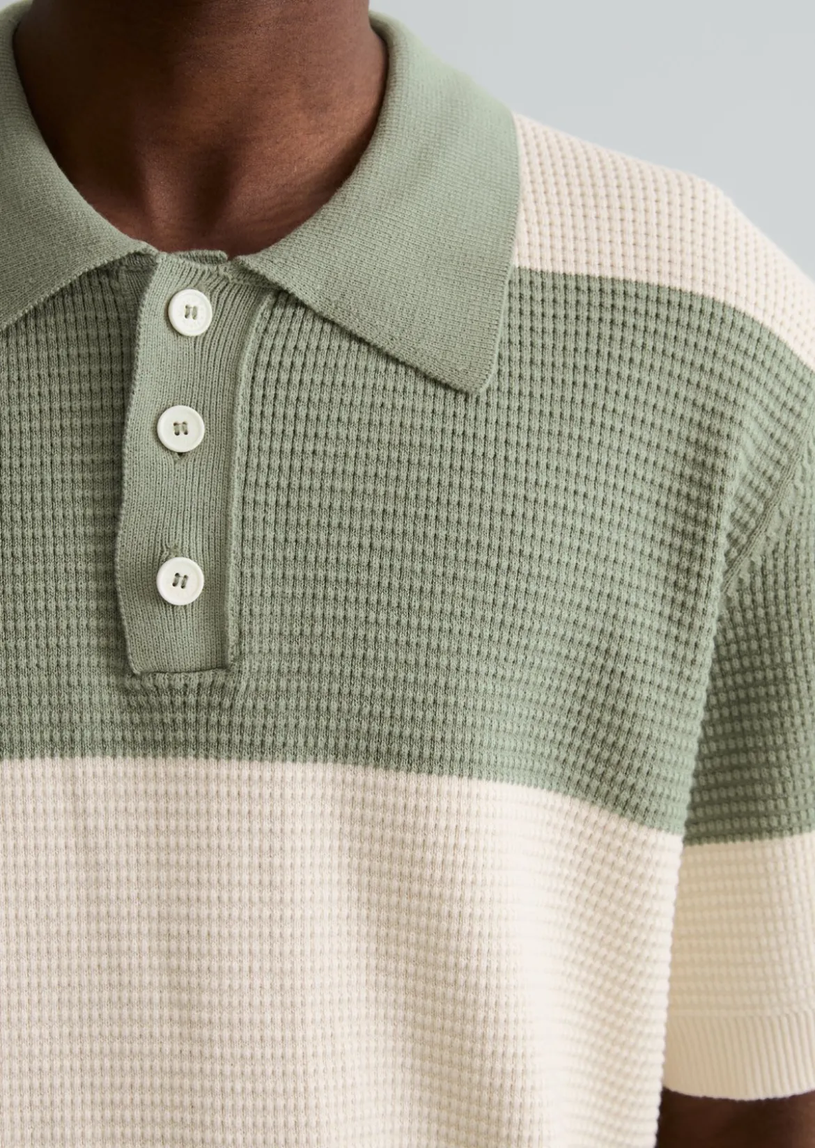 Strick Poloshirt regular mit Waffelstruktur