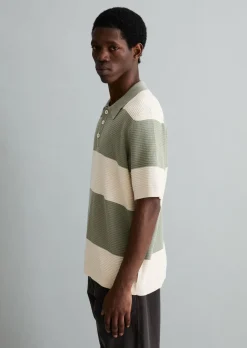 Strick Poloshirt regular mit Waffelstruktur