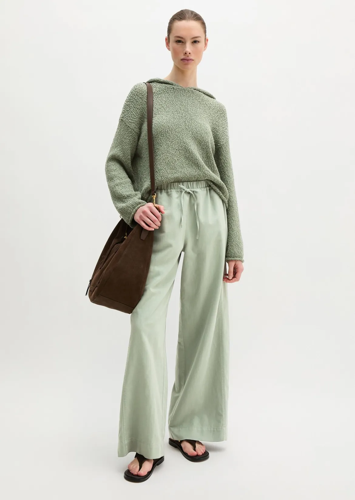 Strick-Hoodie loose cropped aus Organic-Cotton-Mix-Slub