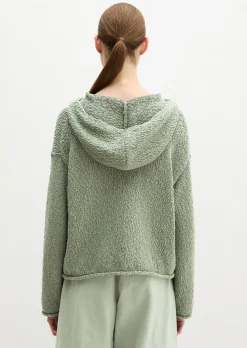 Strick-Hoodie loose cropped aus Organic-Cotton-Mix-Slub