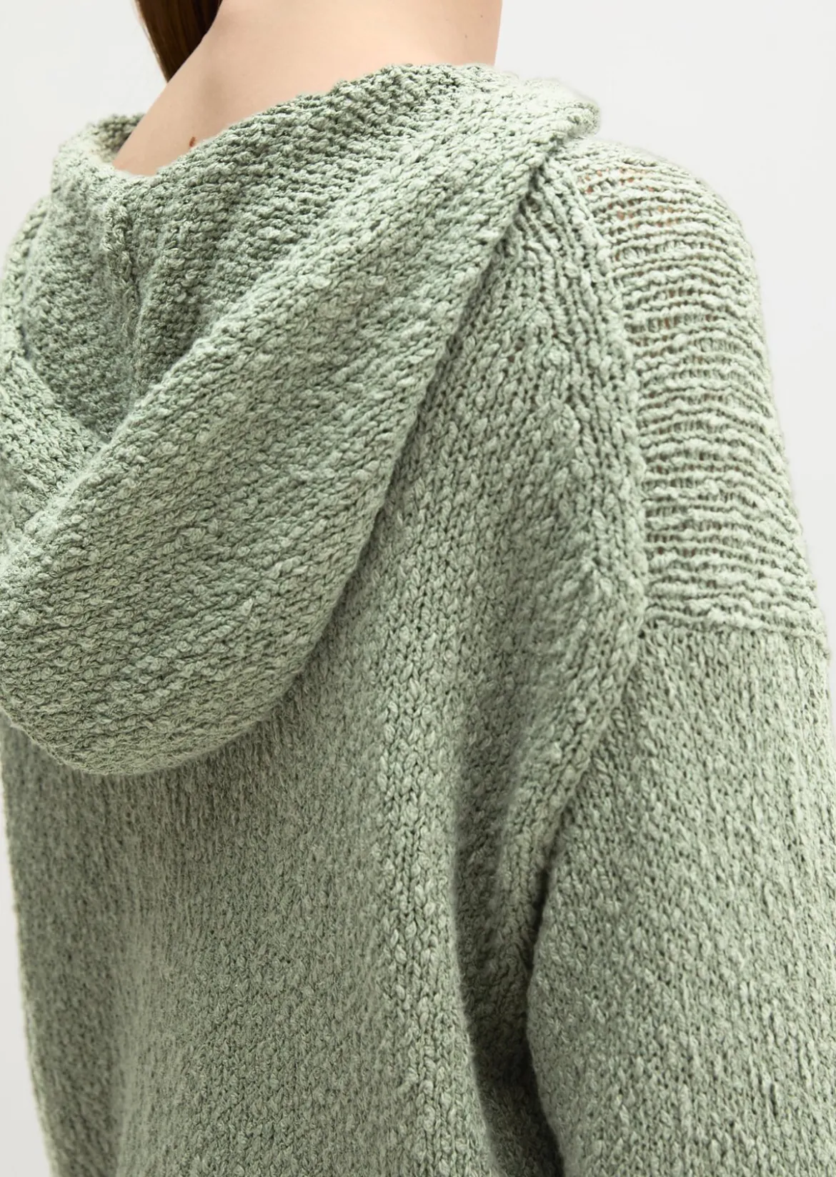 Strick-Hoodie loose cropped aus Organic-Cotton-Mix-Slub