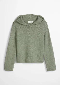 Strick-Hoodie loose cropped aus Organic-Cotton-Mix-Slub