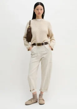 Strick-Hoodie loose cropped aus Organic-Cotton-Mix-Slub