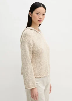 Strick-Hoodie loose cropped aus Organic-Cotton-Mix-Slub
