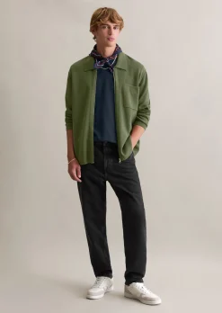 Strickjacke loose mit Reißverschluss und Polokragen