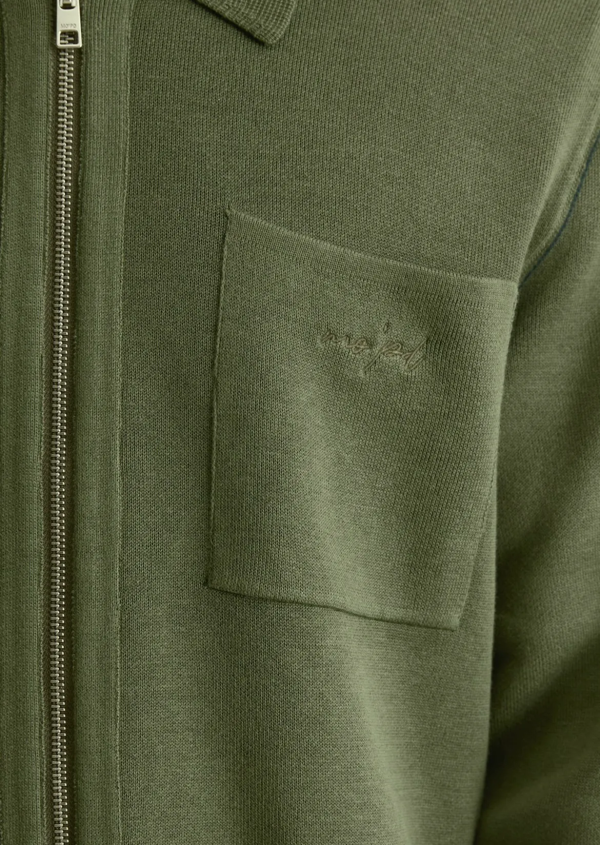 Strickjacke loose mit Reißverschluss und Polokragen