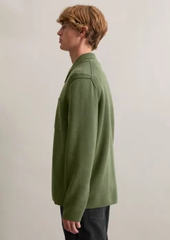Strickjacke loose mit Reißverschluss und Polokragen