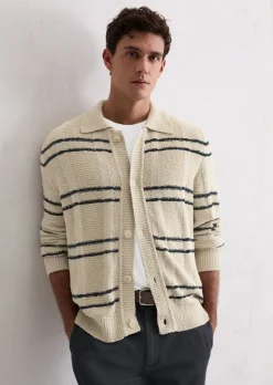 Strickjacke mit Kragen regular mit spannendem Struktur-Mix