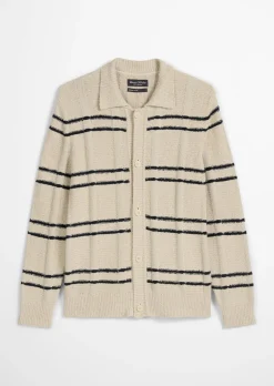 Strickjacke mit Kragen regular mit spannendem Struktur-Mix