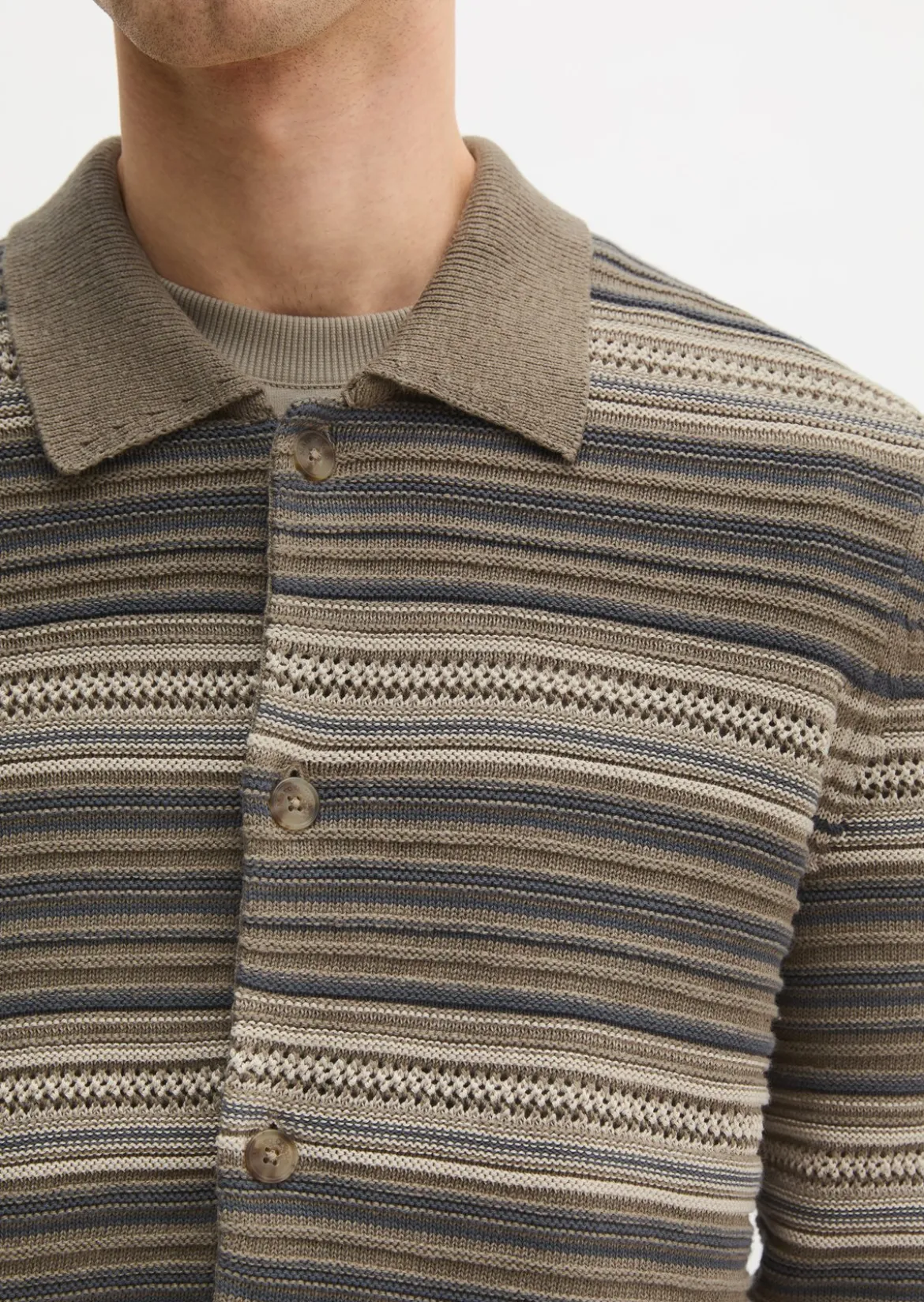Strickjacke regular aus Bio-Baumwolle und Leinen