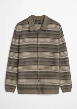 Strickjacke regular aus Bio-Baumwolle und Leinen