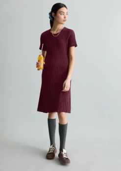 Strickkleid slim aus geripptem Organic Cotton-Mix