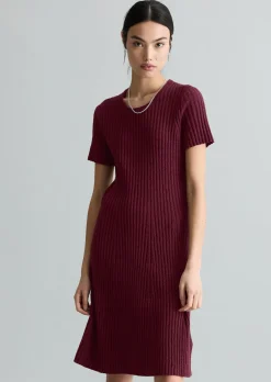 Strickkleid slim aus geripptem Organic Cotton-Mix