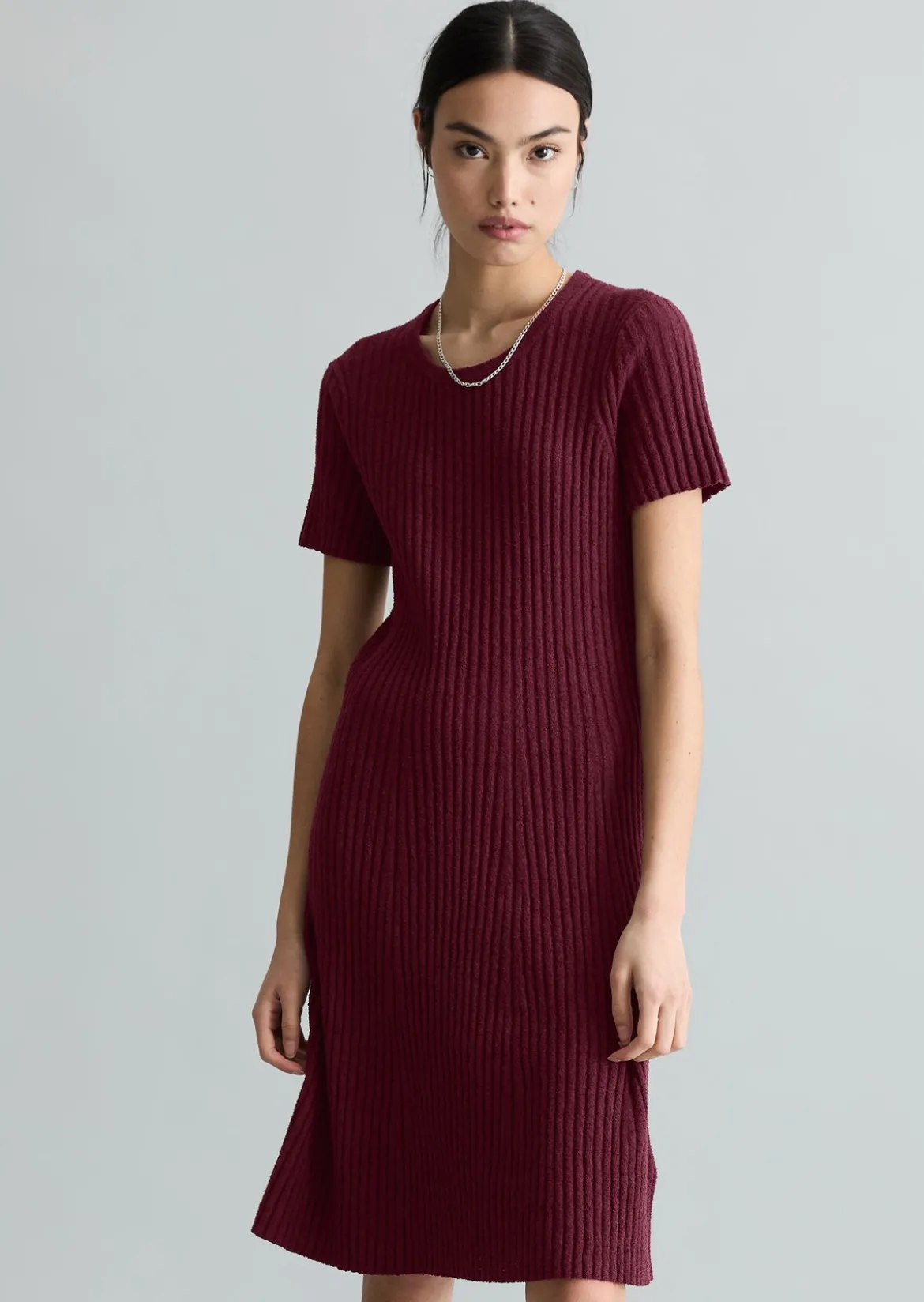 Strickkleid slim aus geripptem Organic Cotton-Mix