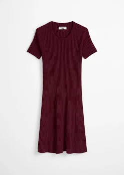 Strickkleid slim aus geripptem Organic Cotton-Mix