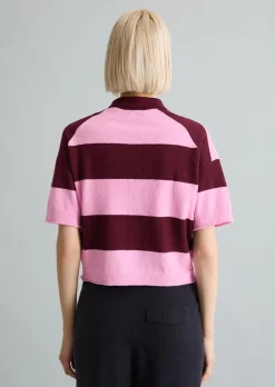 Strick-Poloshirt regular aus Crinkled Organic Cotton-Mix