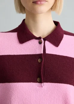 Strick-Poloshirt regular aus Crinkled Organic Cotton-Mix