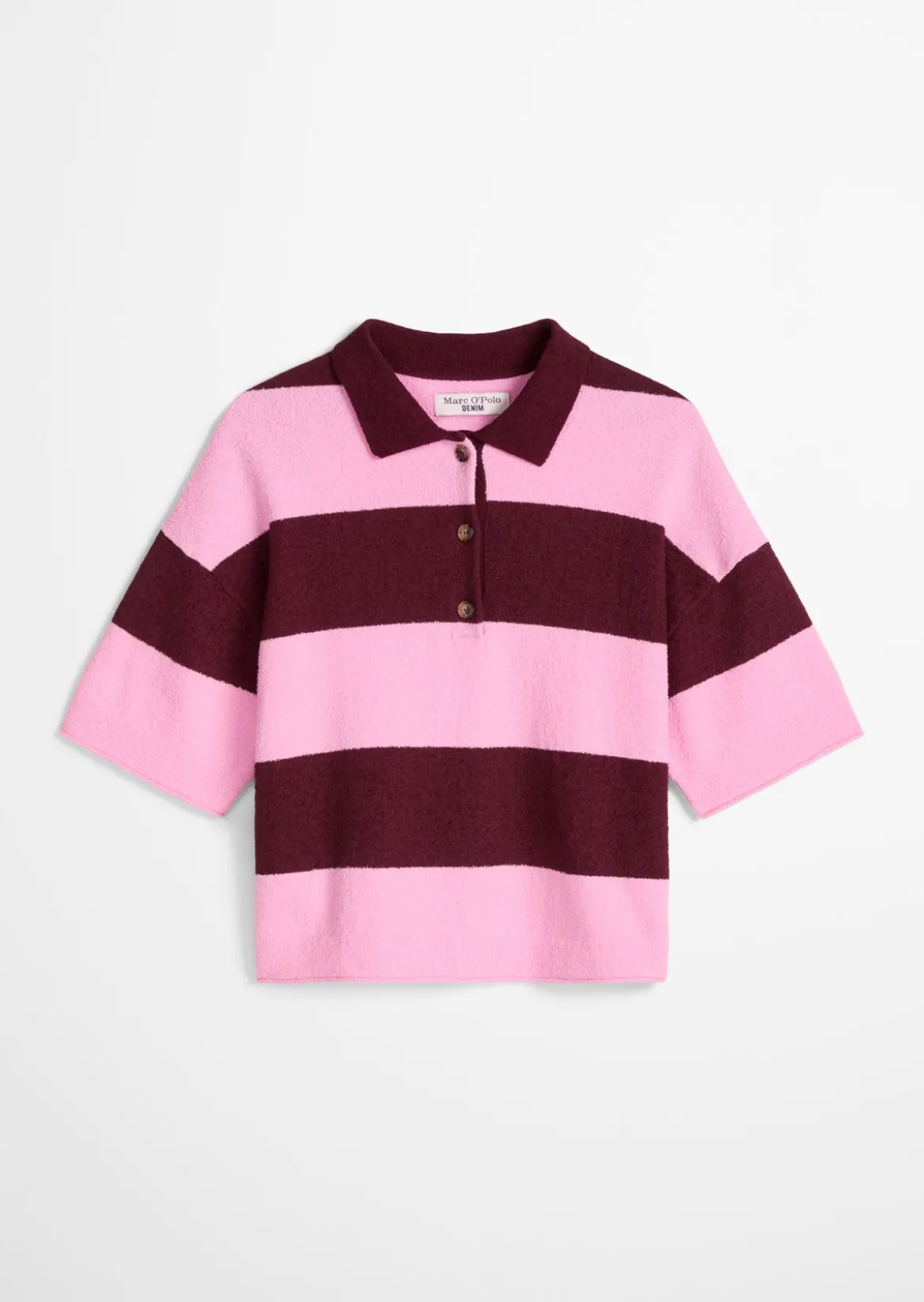 Strick-Poloshirt regular aus Crinkled Organic Cotton-Mix