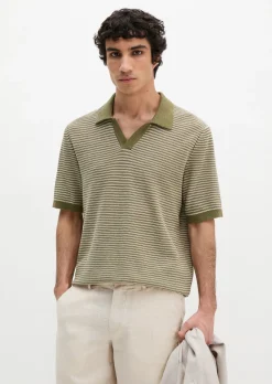 Strick-Poloshirt regular aus Bio-Baumwolle und Leinen
